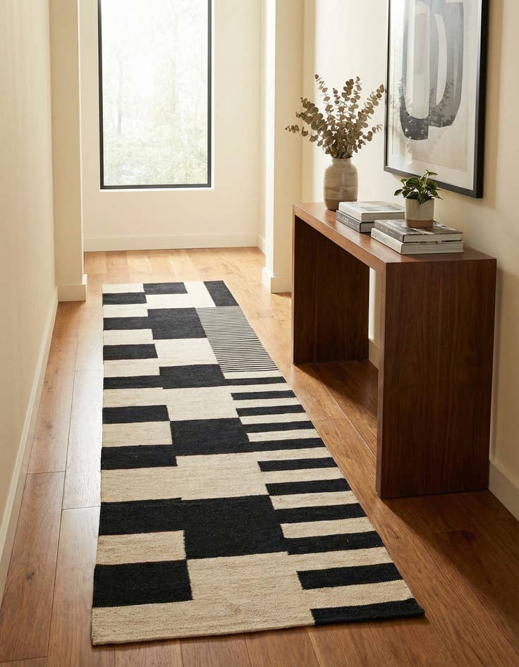 Detail image of 2' 9 x 9' 7  Hand Woven Kilim Modern Wool Runner Rug