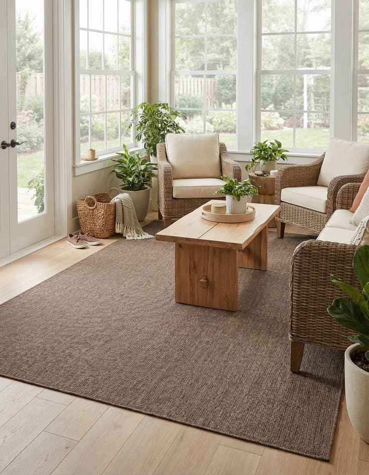 Detail image of 9' x 12'  Washable Solid Indoor / Outdoor Rug