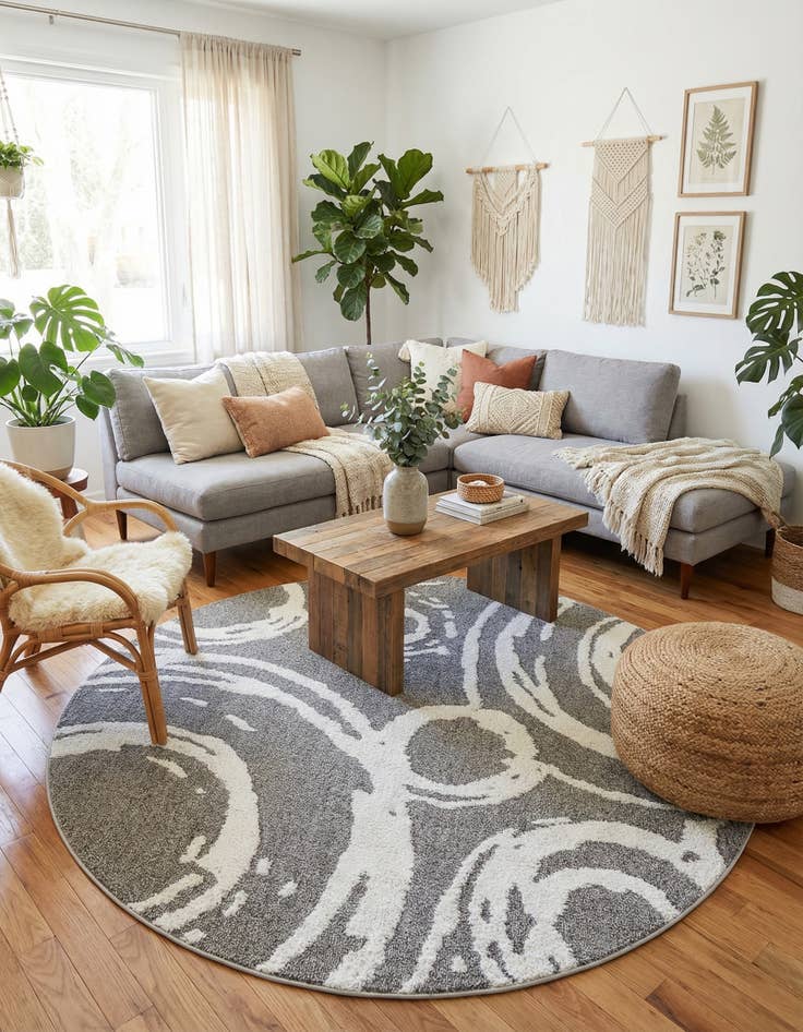 Detail image of 7' 10 x 7' 10 Boho Round Rug