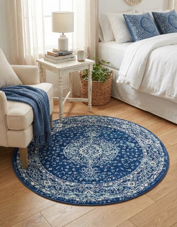 Navy Blue Dover Round Rug
