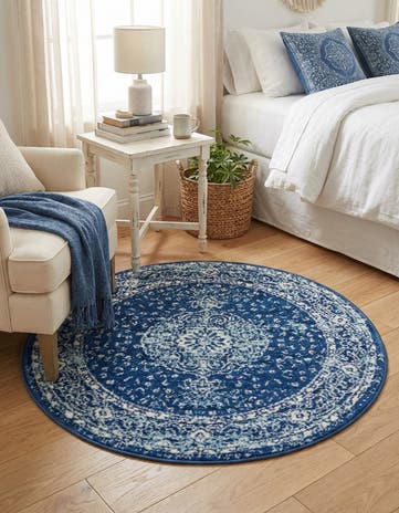 Navy Blue Dover Round Rug