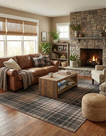 7' 10 x 10' Easy-Clean Checkered Indoor / Outdoor Rug