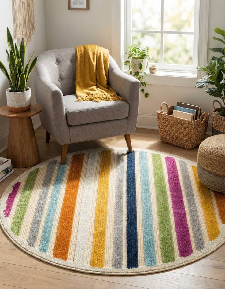 Detail image of 3' 3 x 3' 3  Washable Aruba Indoor / Outdoor Round Rug