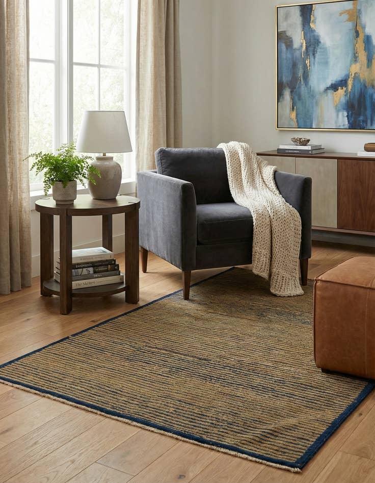 Detail image of 3' 2 x 4' 10  Hand Knotted Modern Ziegler Rug