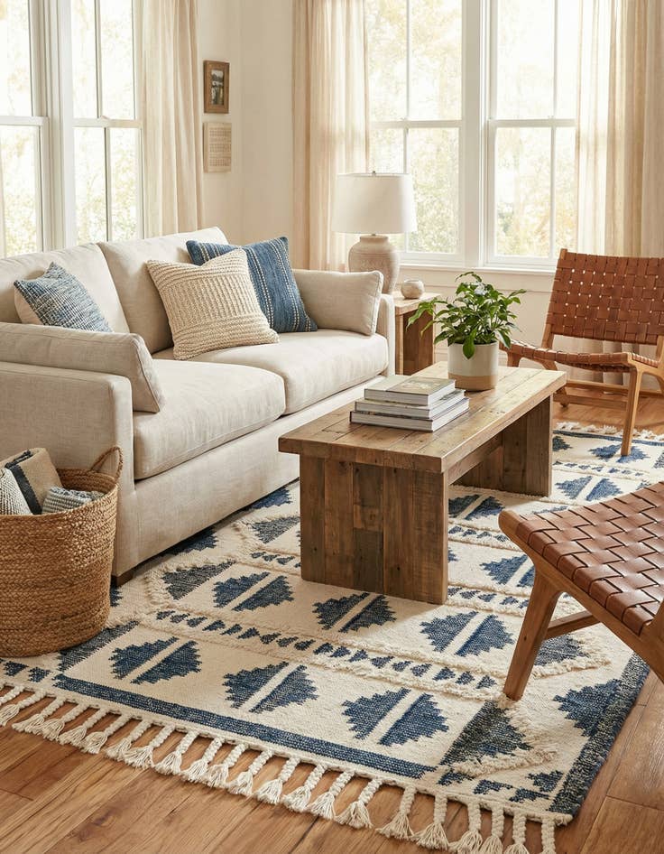 Detail image of 5' 1 x 8'  Hand Woven Arizona Wool Rug