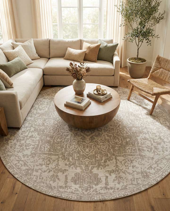 10' 8 x 10' 8 Easy-Clean Jill Zarin Dubai Indoor / Outdoor Round Rug