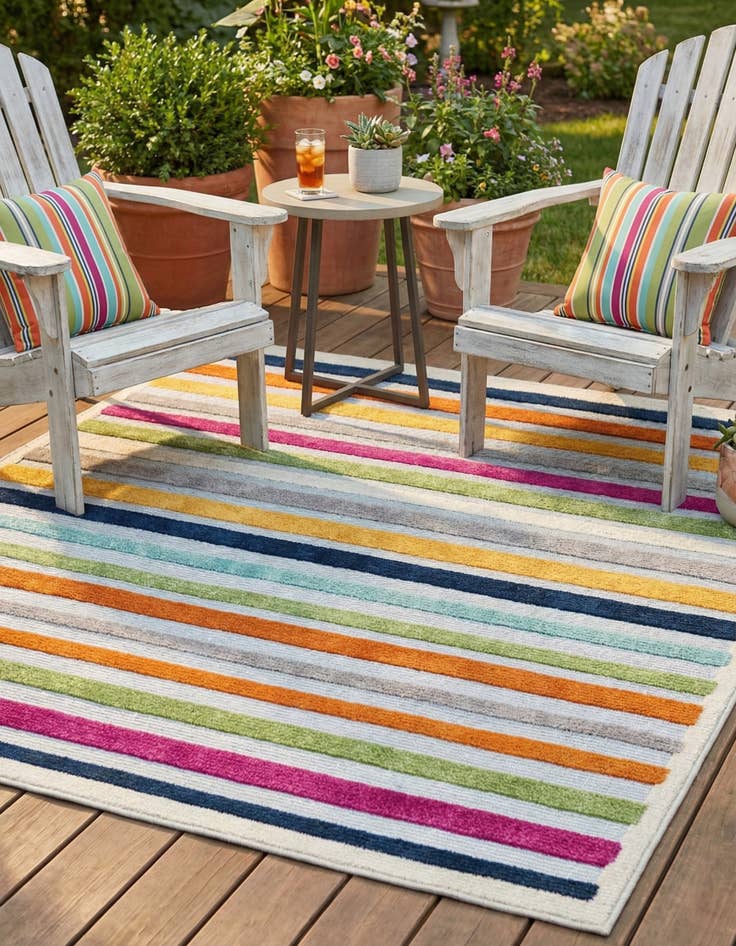 Detail image of 5' 3 x 5' 3  Washable Aruba Indoor / Outdoor Square Rug