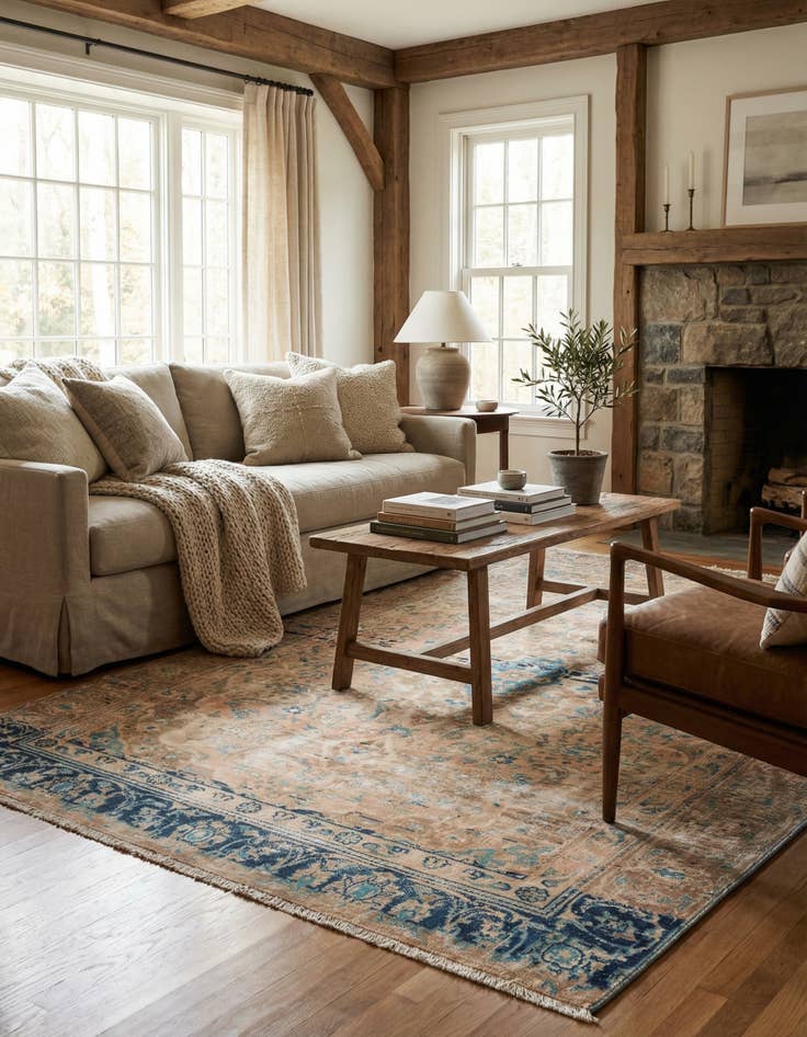 Detail image of 4' 2 x 6' 5  Hand Knotted Ultra Vintage Persian Wool Rug