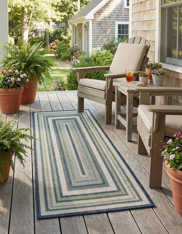 Blue Easy-Clean Baja Indoor / Outdoor Runner Rug