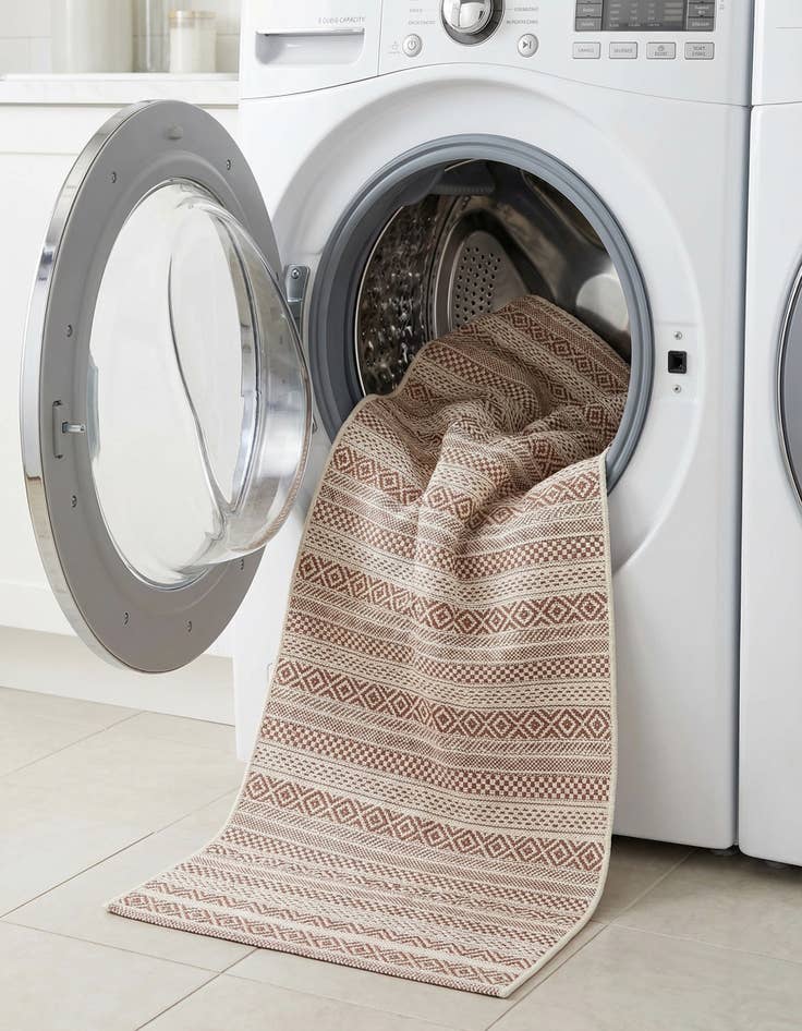 Detail image of 2' 7 x 12'  Washable Striped Indoor / Outdoor Runner Rug