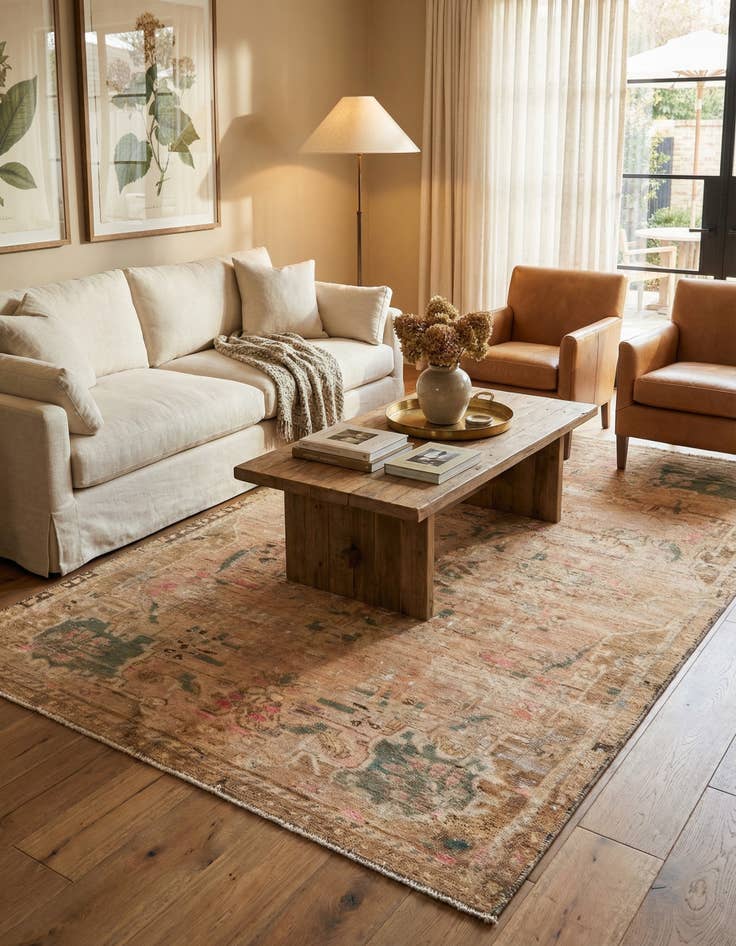 Detail image of  5' 4 x 9' 4  Hand Knotted Ultra Vintage Persian Wool Rug