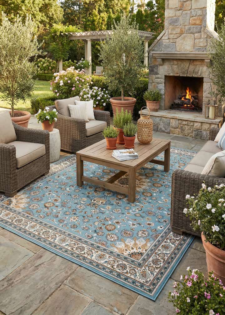 9' x 12' Easy-Clean Traditional Indoor / Outdoor Rug