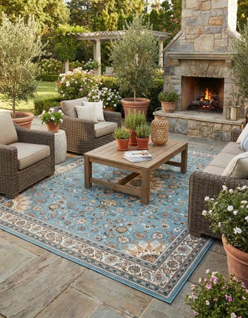 9' x 12' Easy-Clean Traditional Indoor / Outdoor Rug