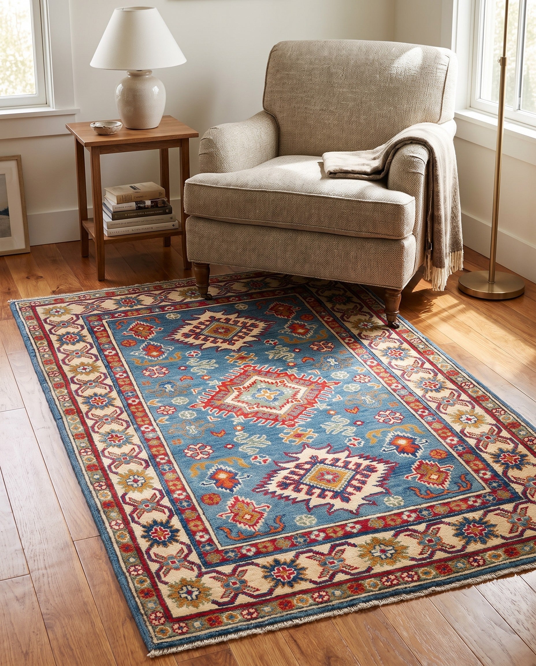 3' 5 x 4' 11 Hand Knotted Kazak Rug