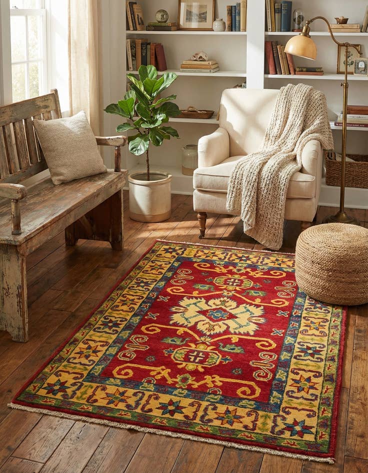 Detail image of 2' 8 x 4'  Hand Knotted Kazak Rug