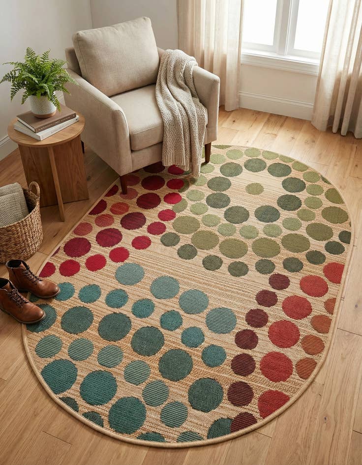 Detail image of 2' 2 x 3'  Washable Modern Indoor / Outdoor Oval Rug