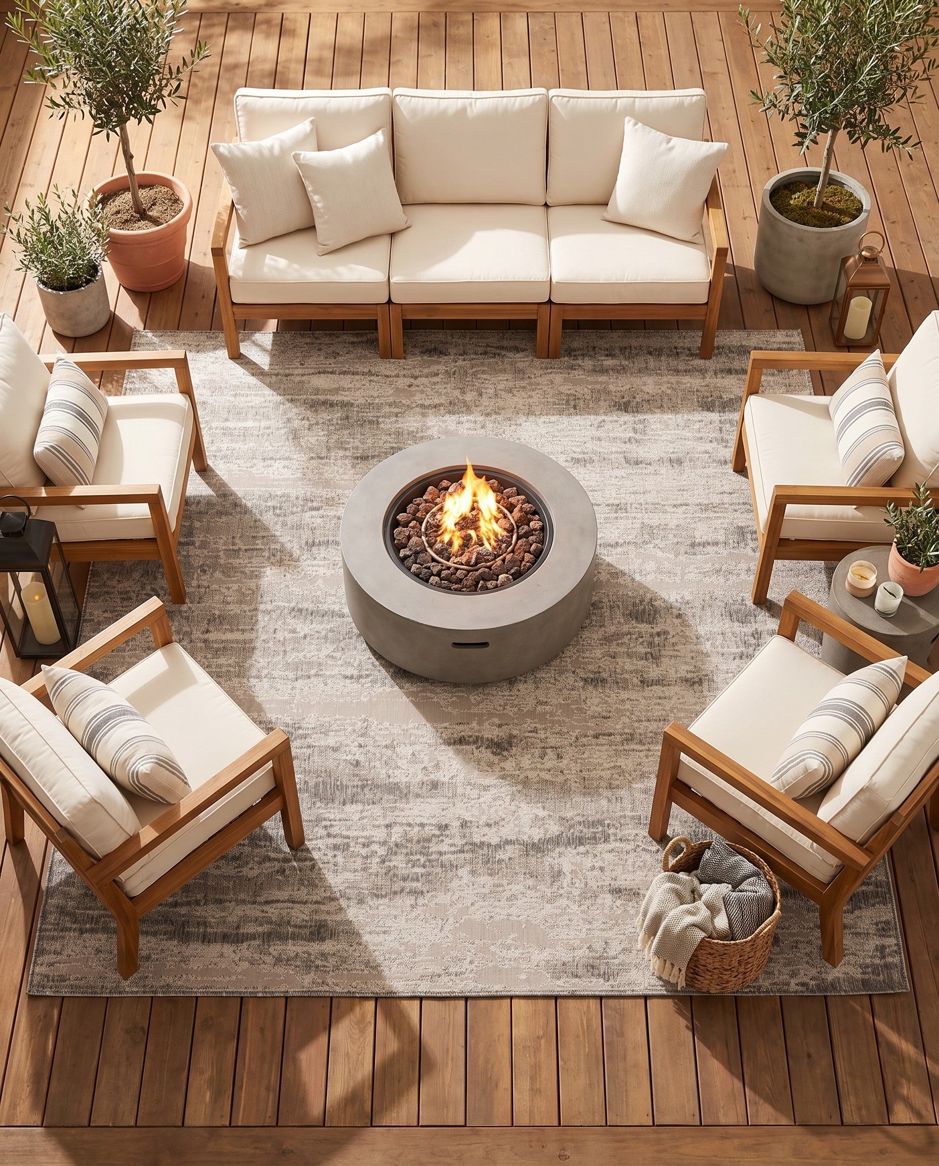 10' x 10' Easy-Clean Modern Indoor / Outdoor Square Rug