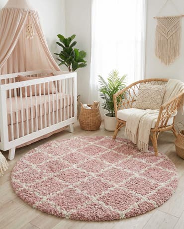  6' x 6' Lattice Shag Round Rug