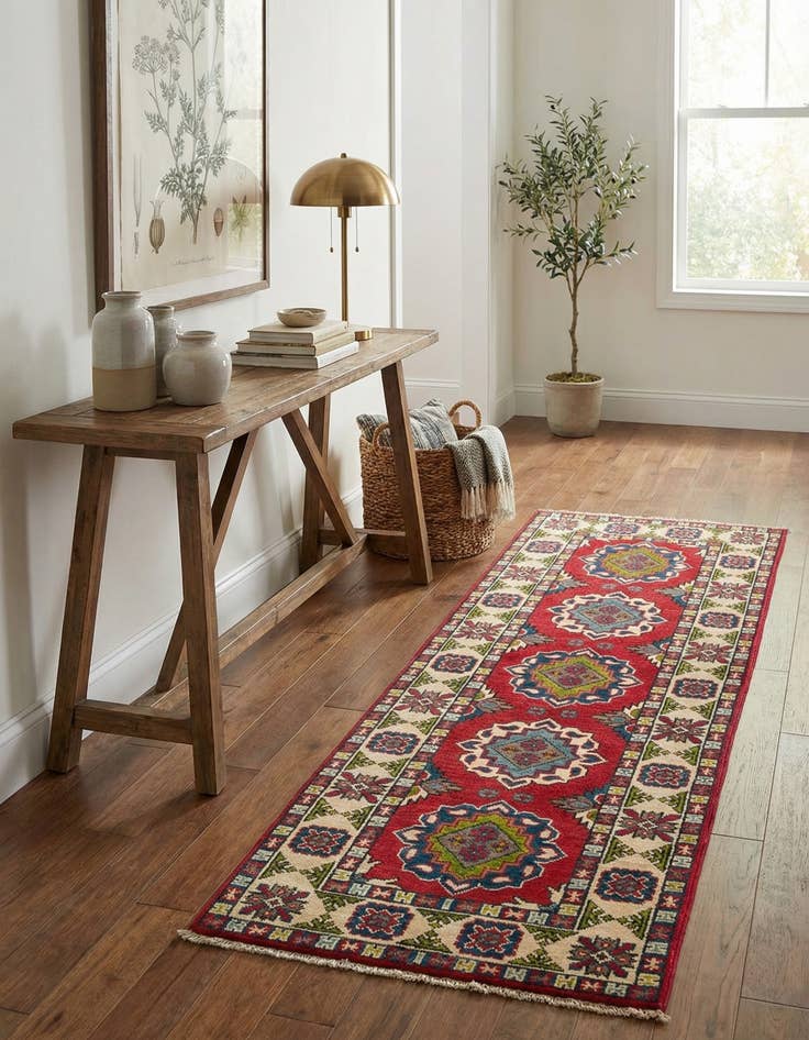 Detail image of 2' x 6' 1  Hand Knotted Kazak Runner Rug