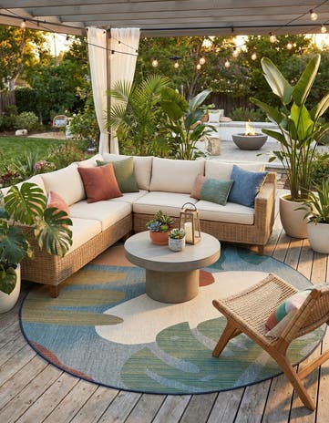 10' x 10' Easy-Clean Baja Indoor / Outdoor Round Rug