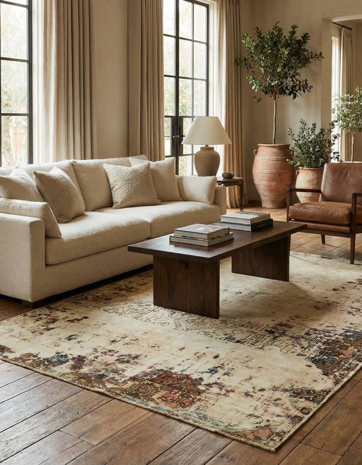 Detail image of  6' 7 x 9' 8  Hand Knotted Ultra Vintage Persian Wool Rug