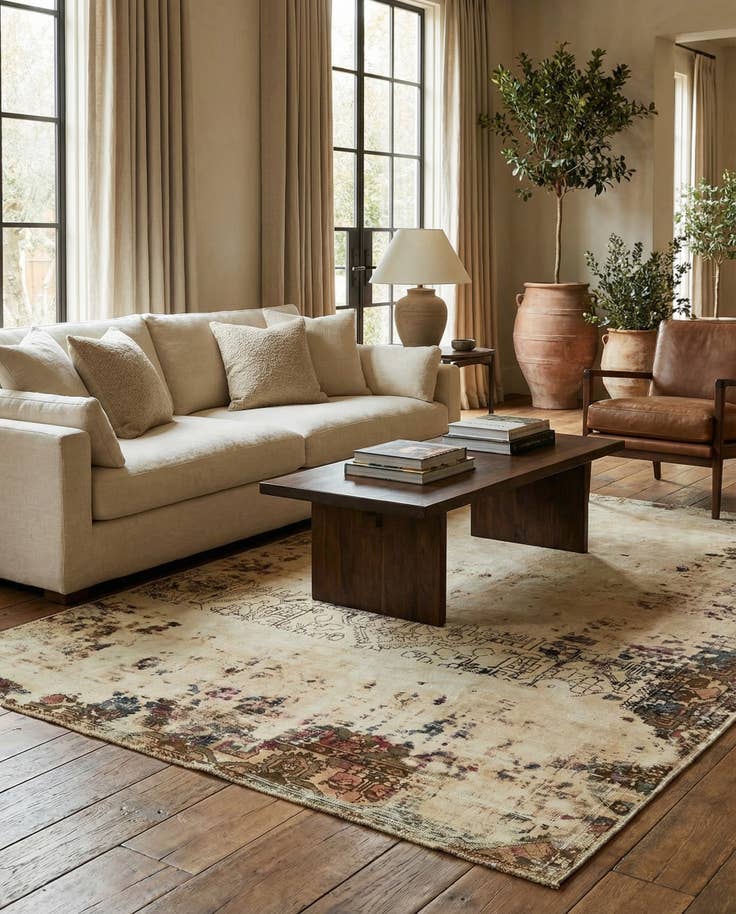 Detail image of 6' 7 x 9' 8 Hand Knotted Ultra Vintage Persian Wool Rug