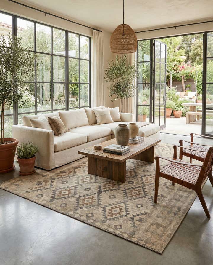 7' x 9' 11 Hand Woven Kilim Maymana Wool Rug