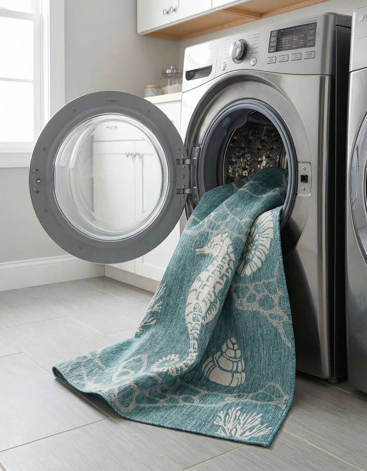 Detail image of  6' x 9'  Washable Coastal Indoor / Outdoor Rug