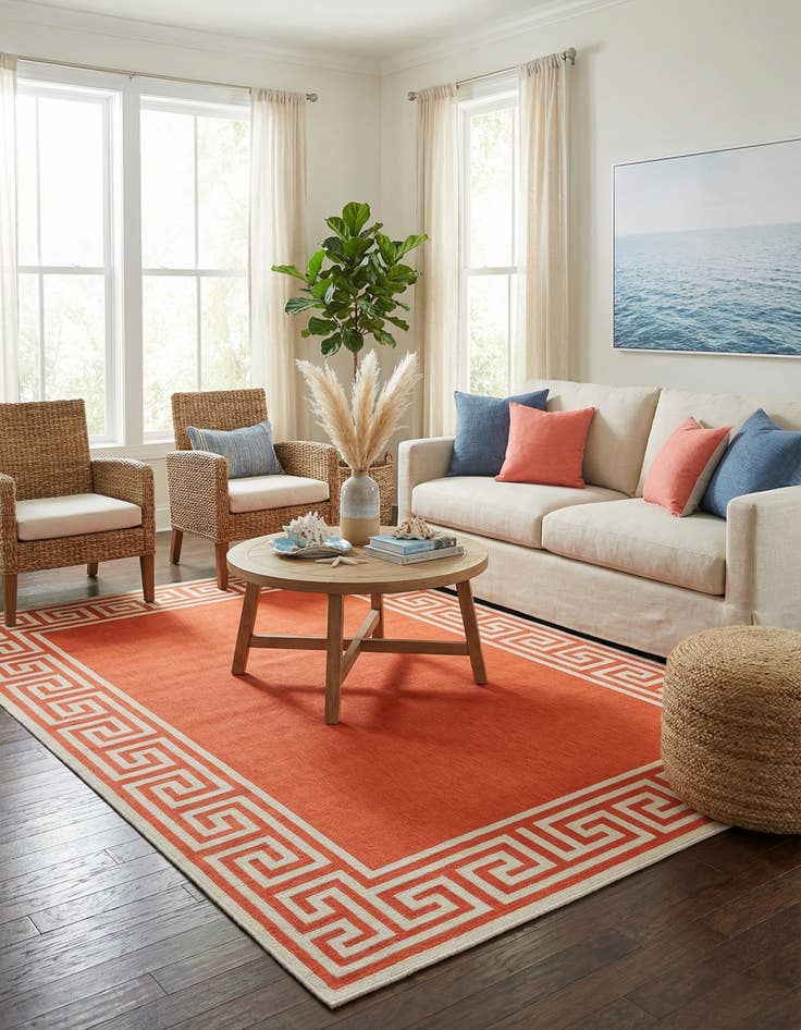 Detail image of  5' 3 x 8'  Washable Coastal Indoor / Outdoor Rug