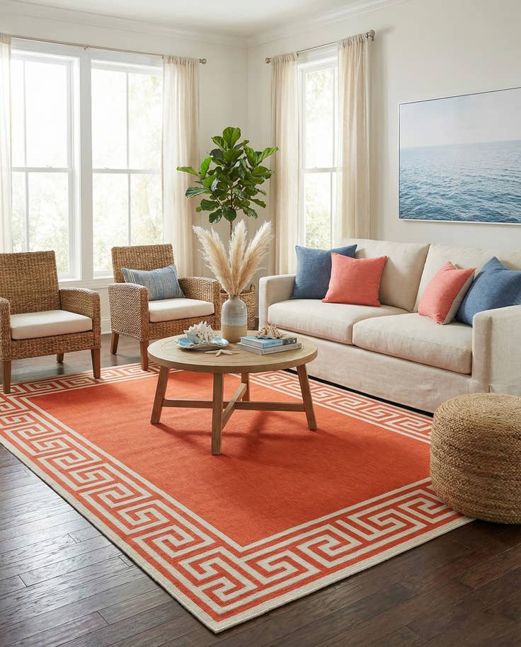 Detail image of 5' 3 x 8' Easy-Clean Coastal Indoor / Outdoor Rug