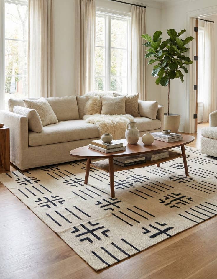 Detail image of 5' 4 x 6' 6  Hand Woven Kilim Modern Wool Rug