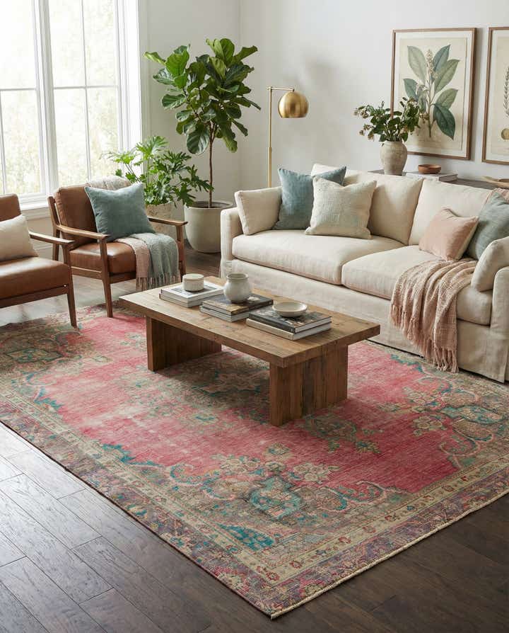 7' x 9' 8 Hand Knotted Ultra Vintage Persian Wool Rug
