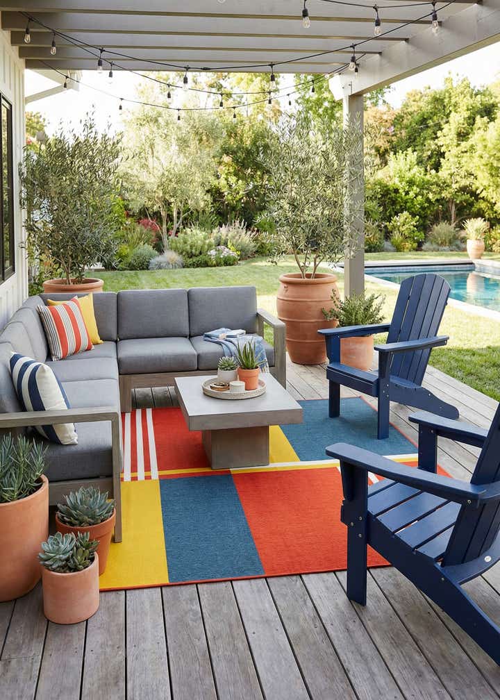 7' 10 x 7' 10 Easy-Clean Modern Indoor / Outdoor Square Rug