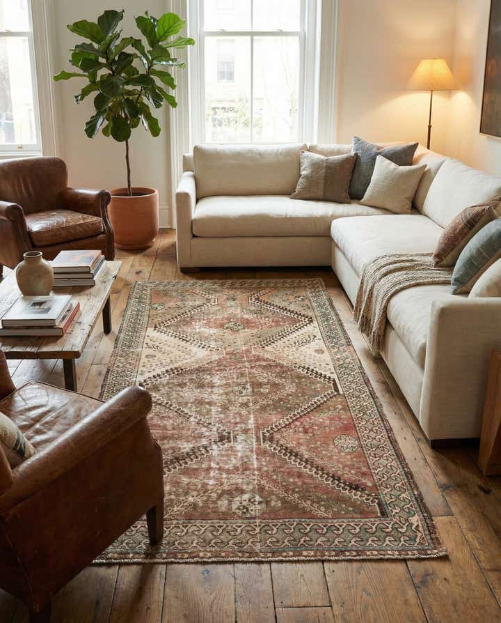 5' 3 x 9' 4 Hand Knotted Ultra Vintage Persian Wool Rug