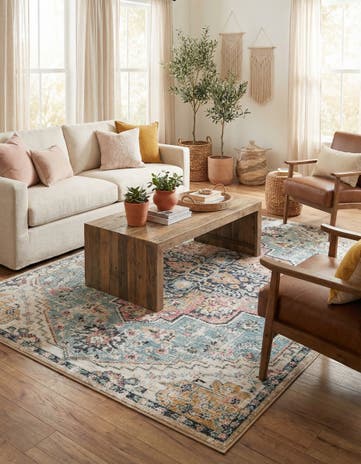 Seaglass Blue and Rose Medina Rug