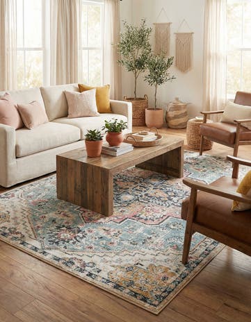 Seaglass Blue and Rose Medina Rug