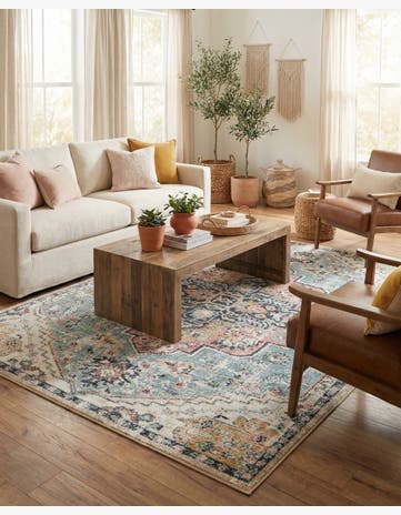 Seaglass Blue and Rose Medina Rug