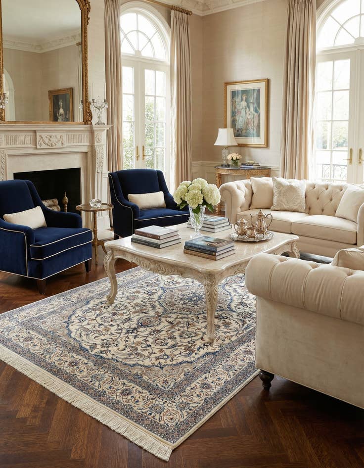 Detail image of 4' 11 x 8' 3  Hand Knotted Nain Rug