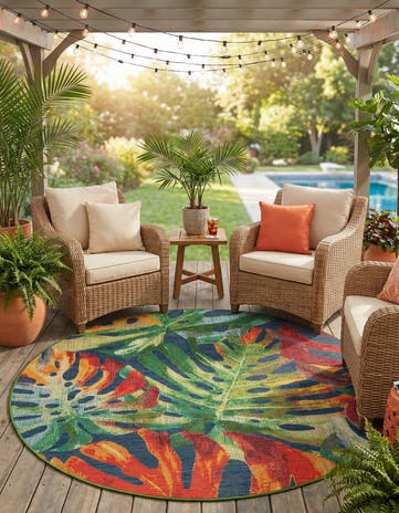 7' 10 x 7' 10 Easy-Clean Baja Indoor / Outdoor Round Rug