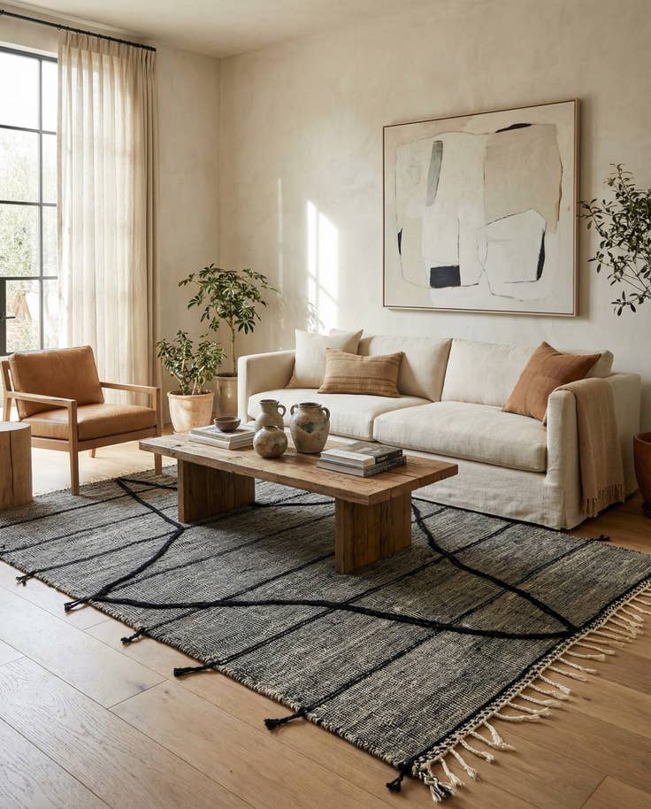 Detail image of 6' 3 x 10' 4 Hand Knotted Moroccan Wool Rug