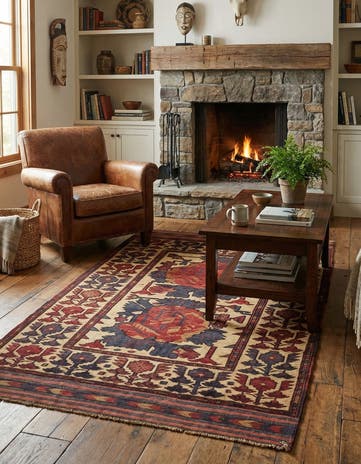 3' 11 x 6' 8 Hand Knotted Sumak Wool Rug