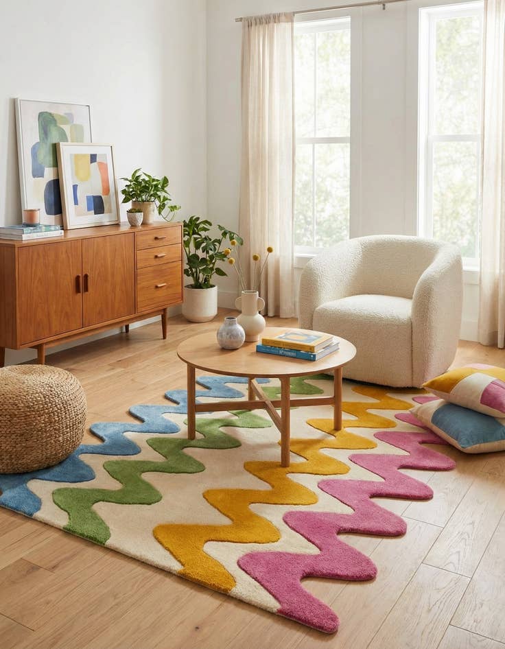 Detail image of 4' 1 x 6' 1 Happy Rugs Wavy Wool