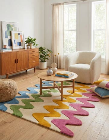 4' 1 x 6' 1 Happy Rugs Wavy Wool