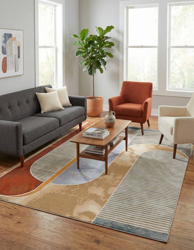 Detail image of 6' 1 x 9'  Washable Modern Indoor / Outdoor Rug