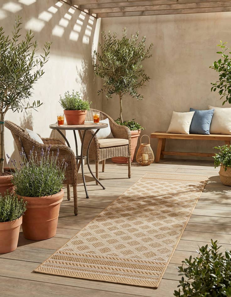 Detail image of 2' x 6' 1  Washable Trellis Indoor / Outdoor Runner Rug