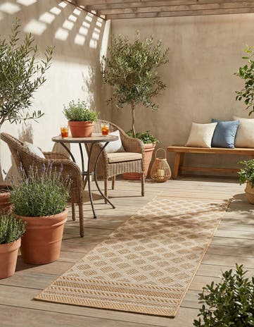 Natural Easy-Clean Lattice Indoor / Outdoor Runner Rug