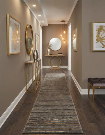 Gray and Gold Vogue Geo Runner Rug