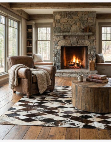 4' 1 x 5' 10 Cowhide Stocks Rug