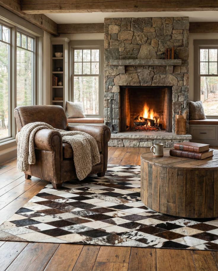 Detail image of 4' 1 x 5' 10 Cowhide Stocks Rug