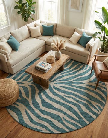 10' x 10' Easy-Clean Safari Indoor / Outdoor Round Rug